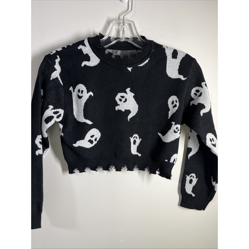 Ghost Sweater Kids Girl Size 8-10 Fringe Neck Waist
